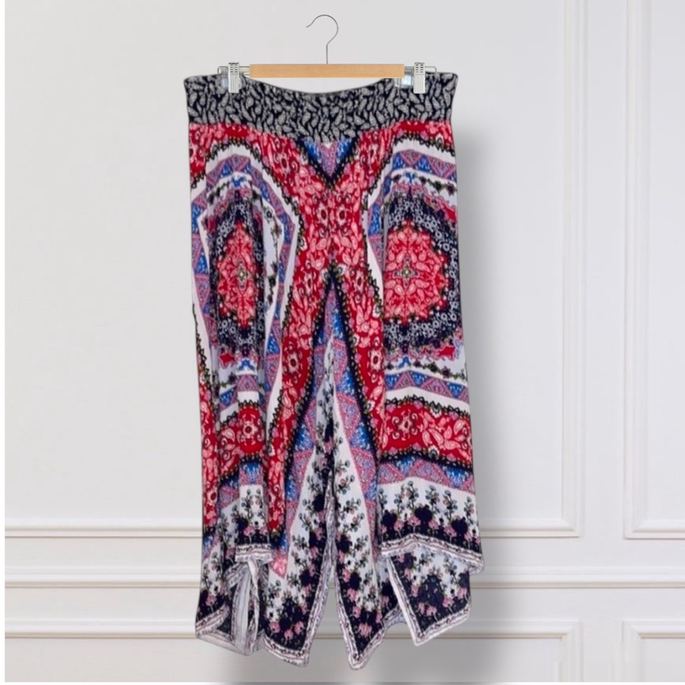 Westport Asymmetrical Boho Paisley Skirt in Red, Blue, Black